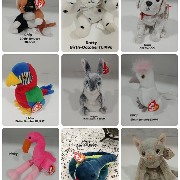 Selling Individual Ty Beany Babies with Birth Tags, Like New, Select By Name - Picture 1 of 7